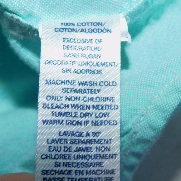 CHAPS Mens M Seafoam Aqua Long Sleeve Button Down Shirt 100% Cotton - Picture 6 of 10